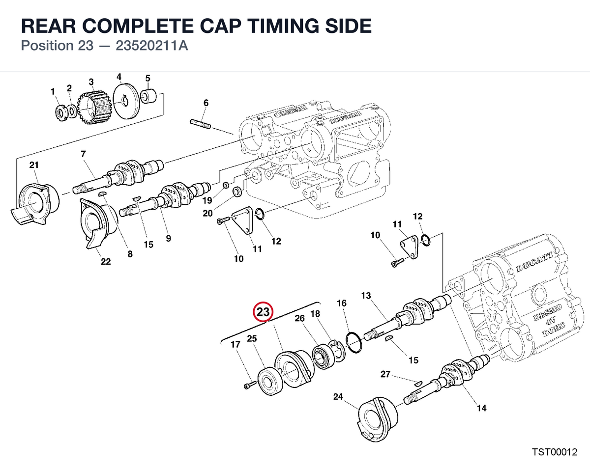 REAR COMPLETE CAP TIMING SIDE 23520211A diagram position