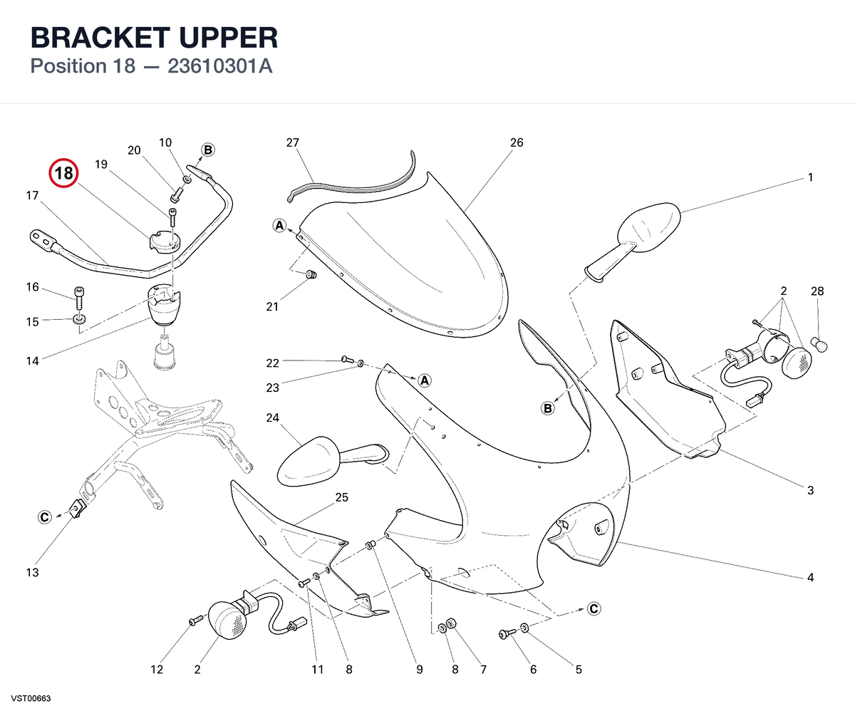 BRACKET UPPER 23610301A diagram position
