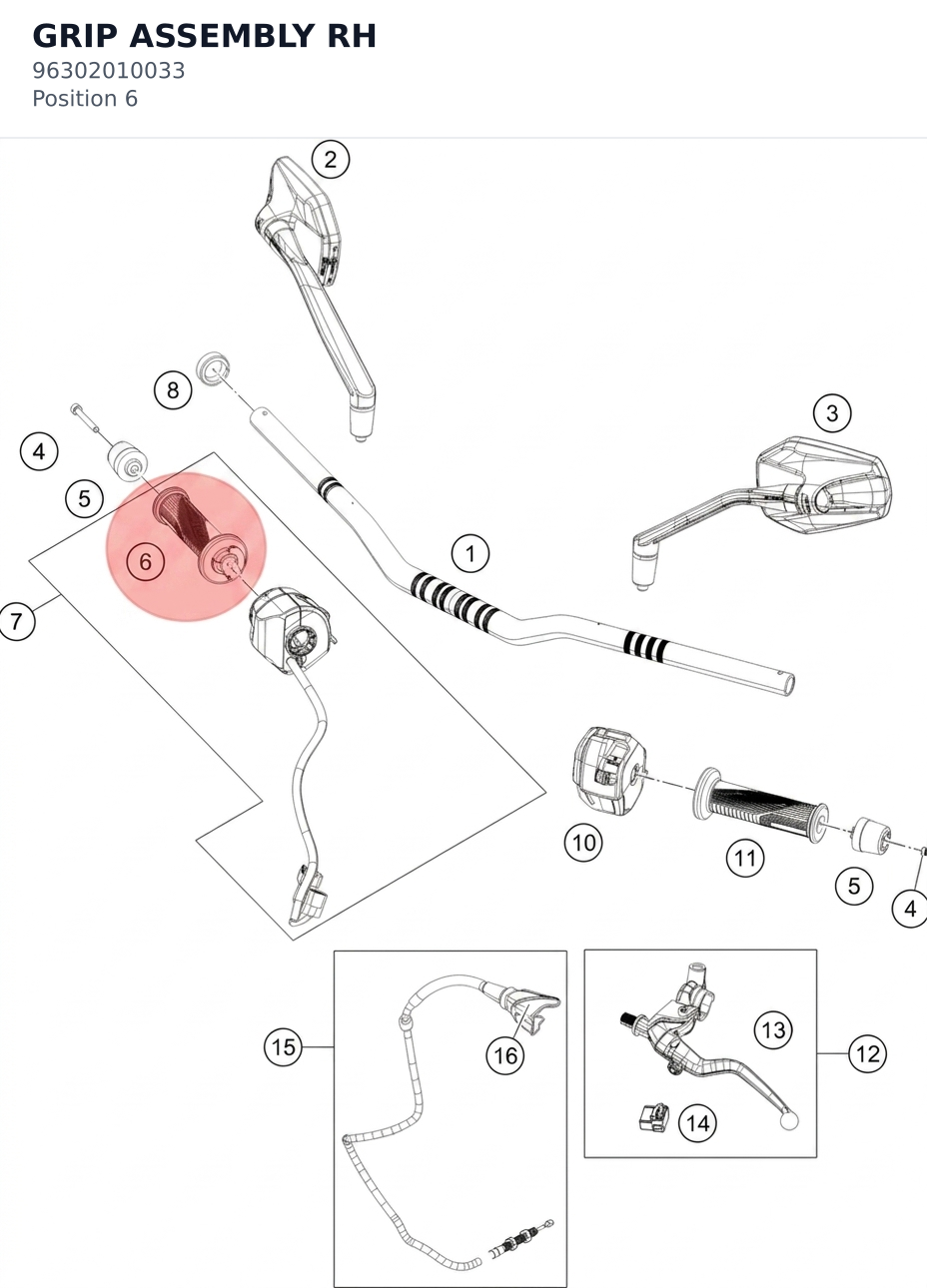 Diagram preview: GRIP ASSEMBLY RH (96302010033)