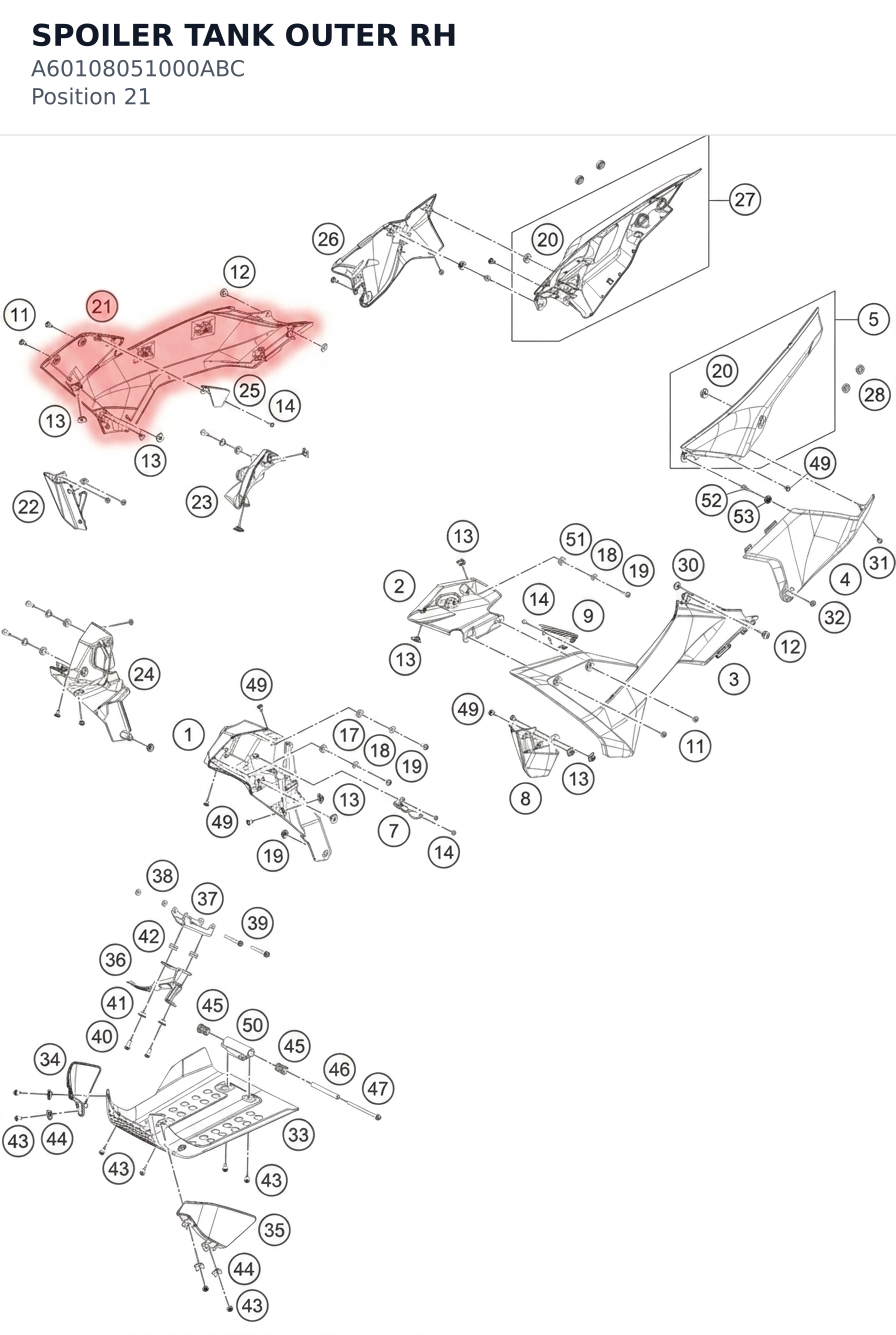 Diagram preview: SPOILER TANK OUTER RH (A60108051000ABC)
