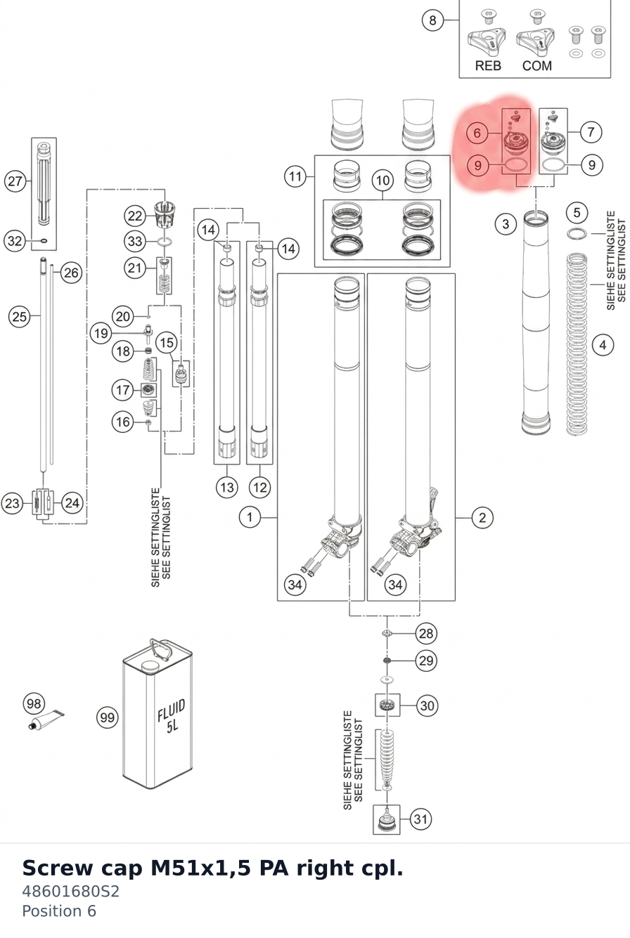 Diagram preview: Screw cap M51x1,5 PA right cpl. (48601680S2)
