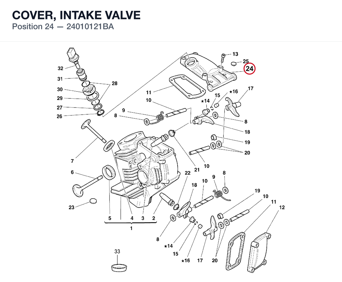 COVER, INTAKE VALVE 24010121BA diagram position