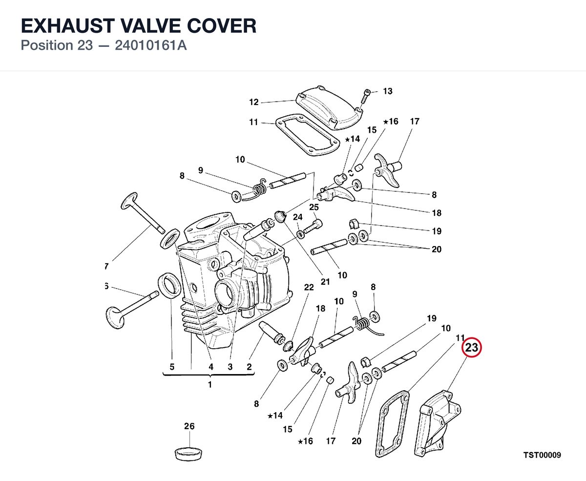 EXHAUST VALVE COVER 24010161A diagram position