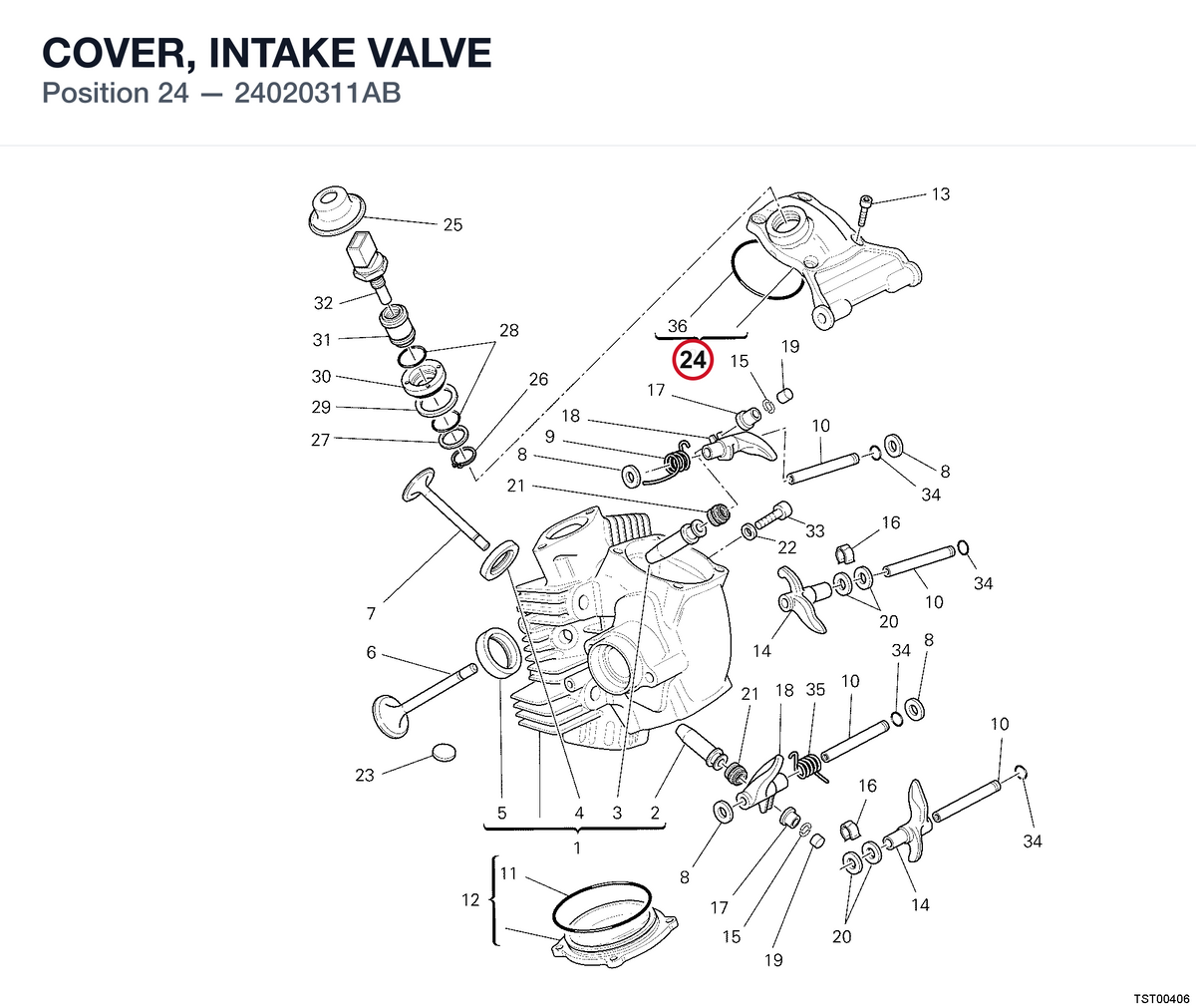 COVER, INTAKE VALVE 24020311AB diagram position