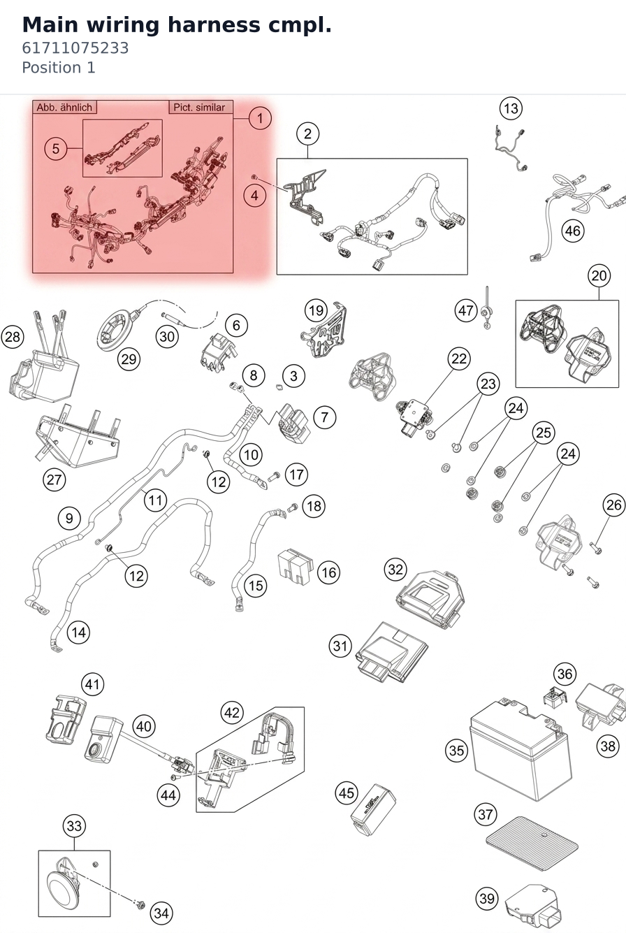 Diagram preview: Main wiring harness cmpl. (61711075233)
