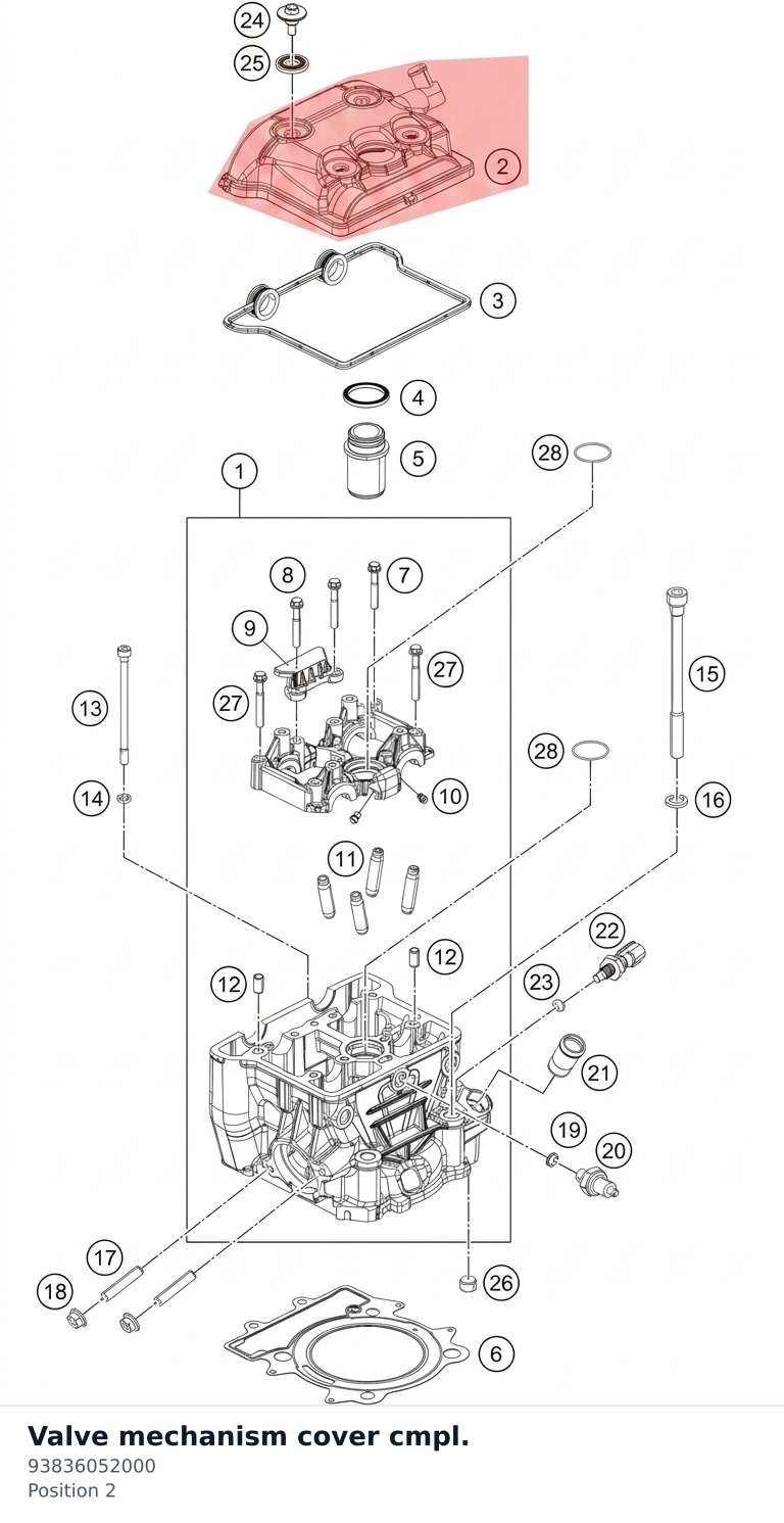 Diagram preview: Valve mechanism cover cmpl. (93836052000)