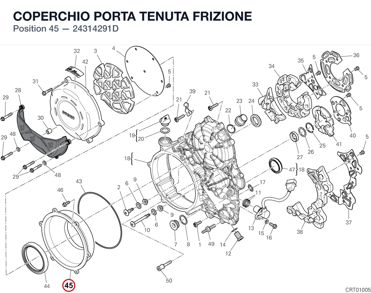COPERCHIO PORTA TENUTA FRIZIONE 24314291D diagram position