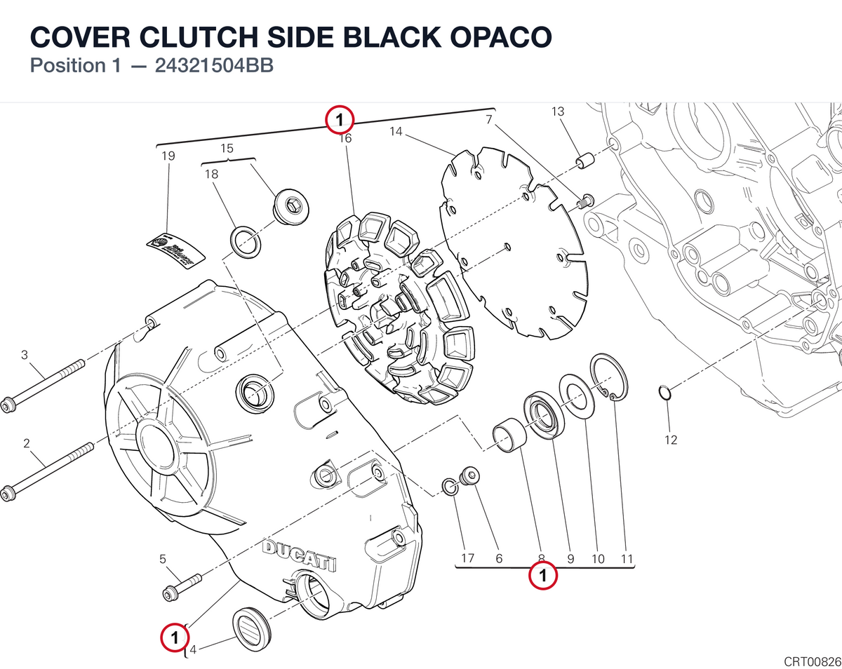 COVER CLUTCH SIDE BLACK OPACO 24321504BB diagram position