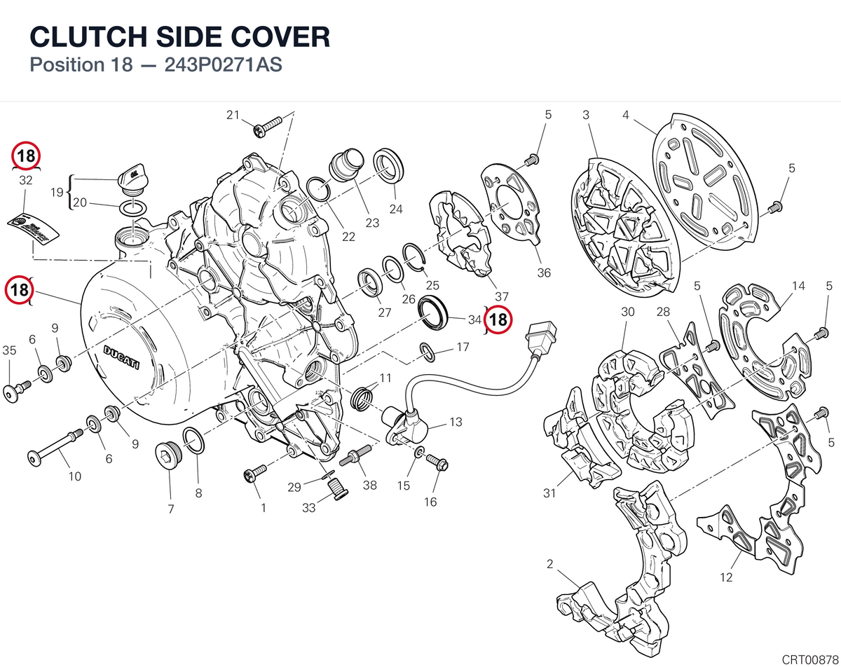 CLUTCH SIDE COVER 243P0271AS diagram position