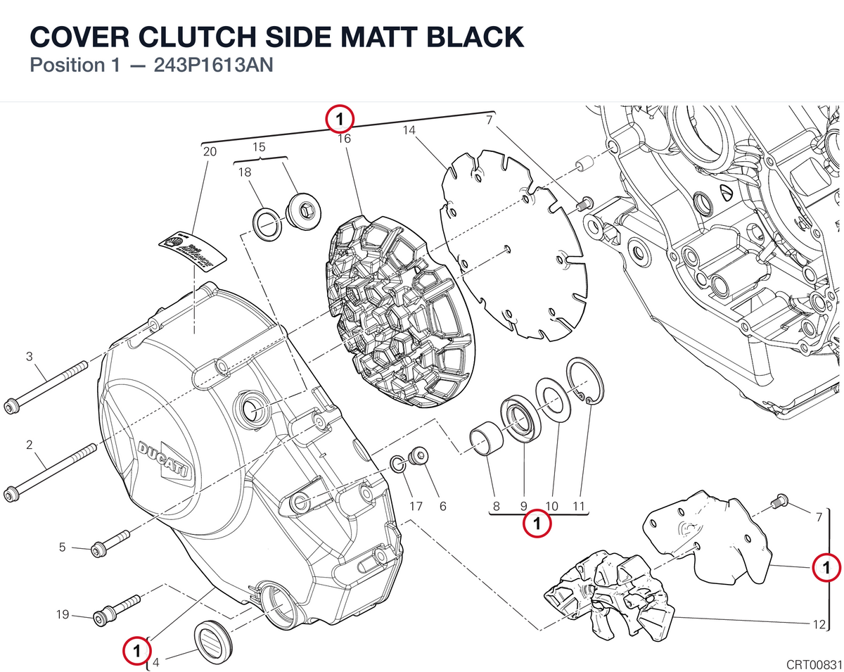 COVER CLUTCH SIDE MATT BLACK 243P1613AN diagram position