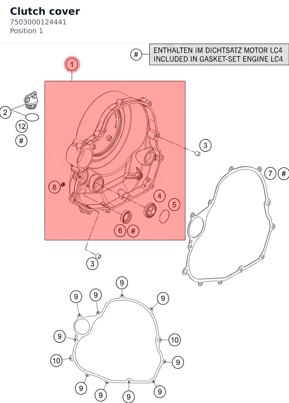 Diagram preview: Clutch cover (7503000124441)