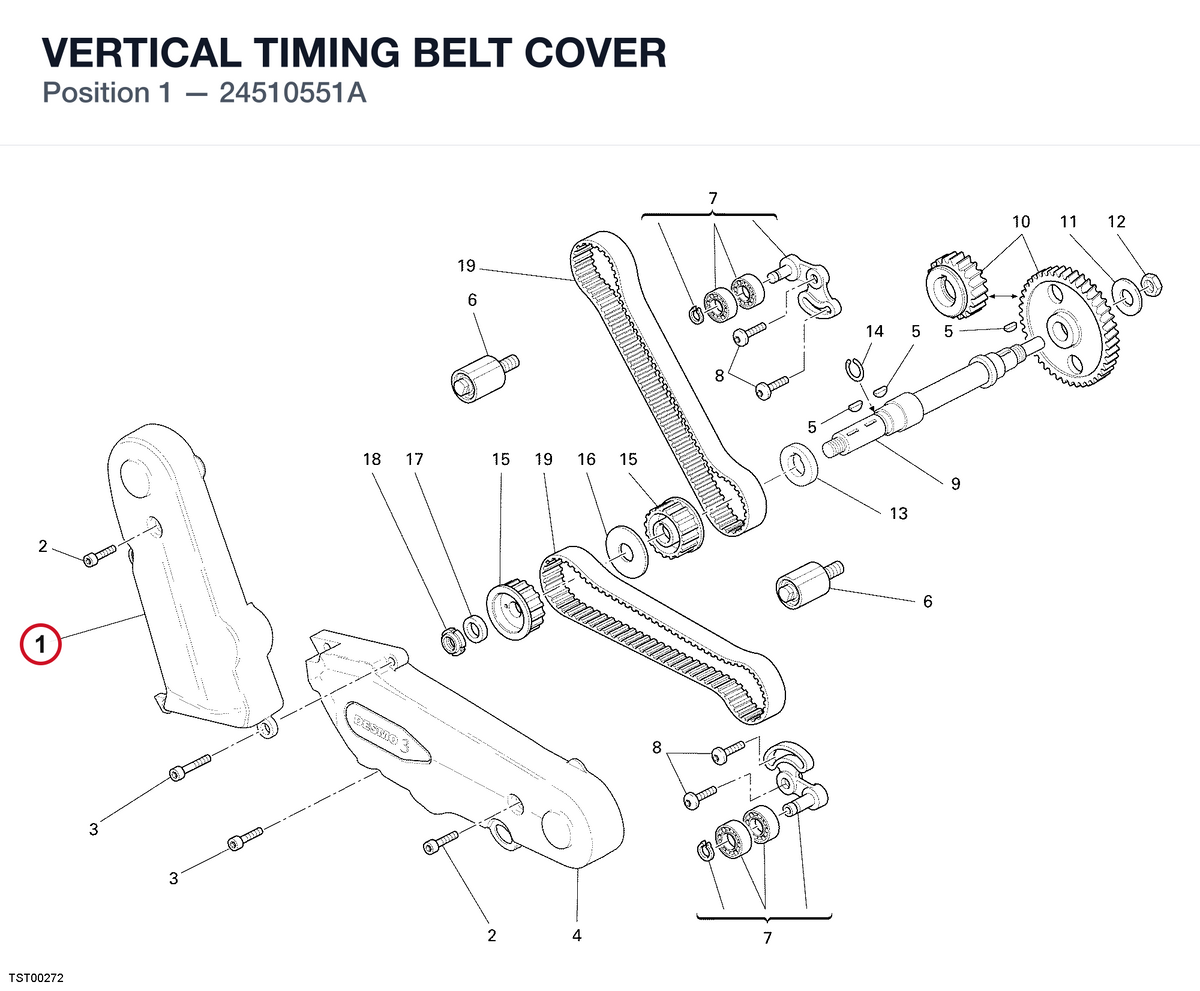 VERTICAL TIMING BELT COVER 24510551A diagram position