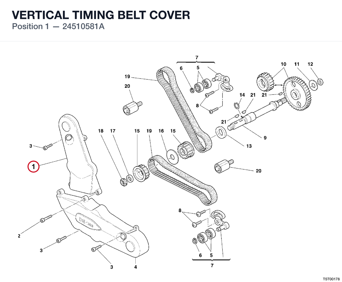 VERTICAL TIMING BELT COVER 24510581A diagram position