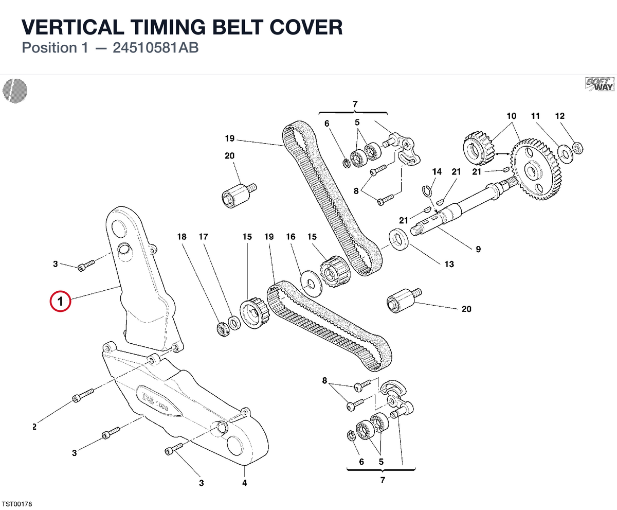 VERTICAL TIMING BELT COVER 24510581AB diagram position