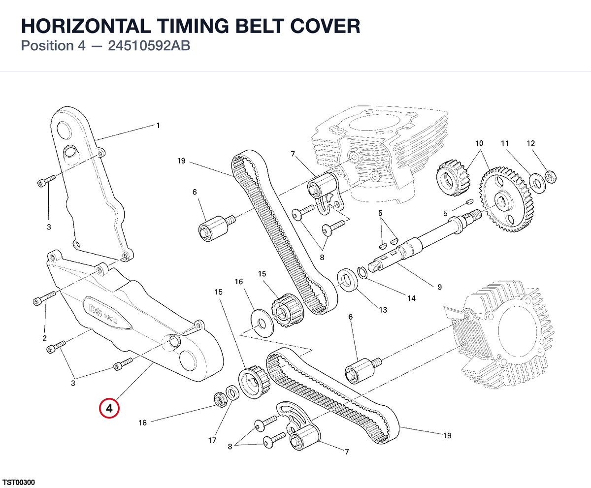 HORIZONTAL TIMING BELT COVER 24510592AB diagram position
