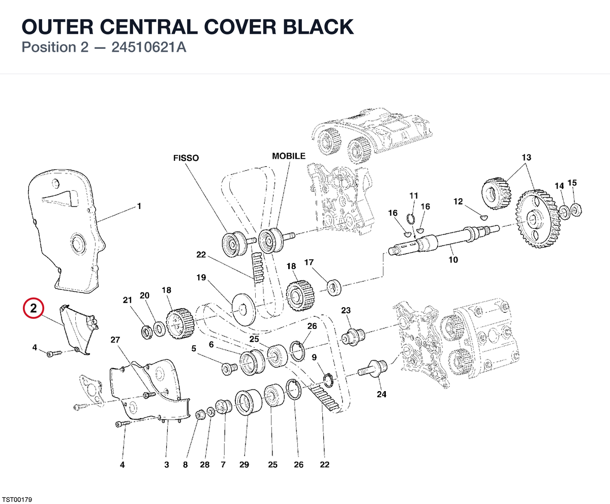 OUTER CENTRAL COVER BLACK 24510621A diagram position