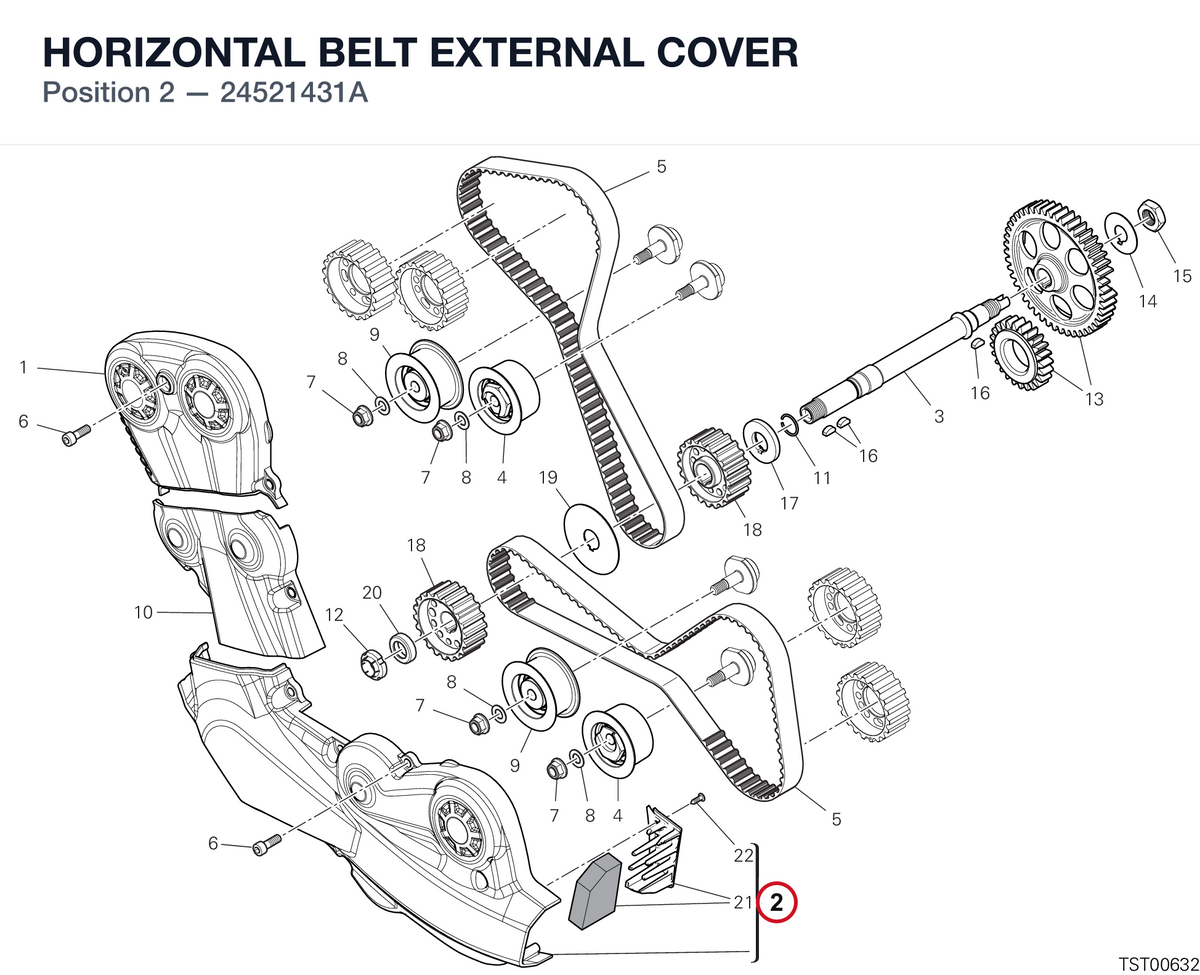 HORIZONTAL BELT EXTERNAL COVER 24521431A diagram position