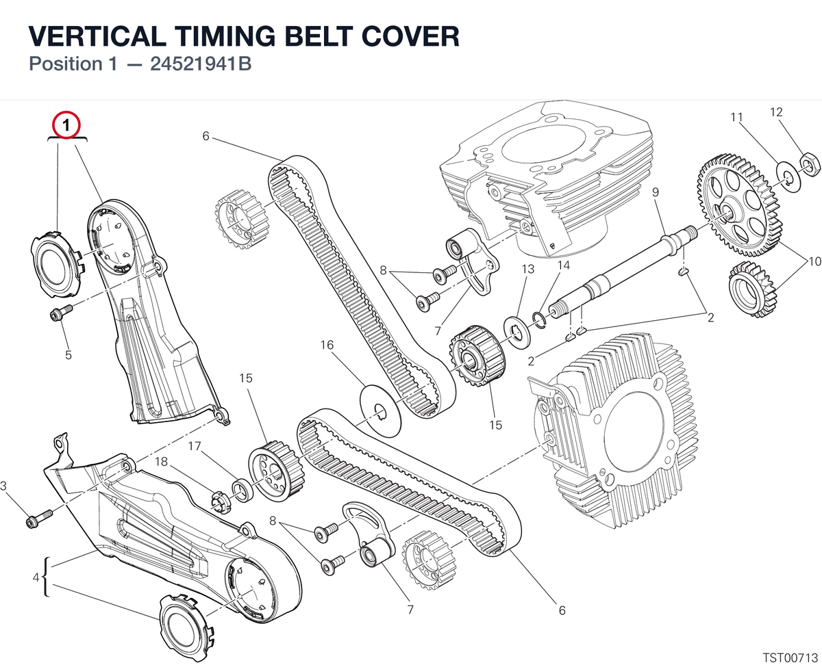 VERTICAL TIMING BELT COVER 24521941B diagram position