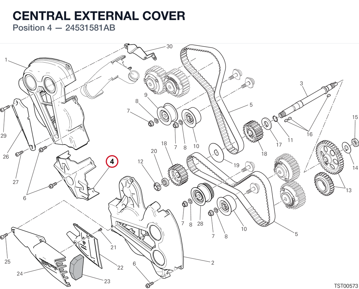 CENTRAL EXTERNAL COVER 24531581AB diagram position