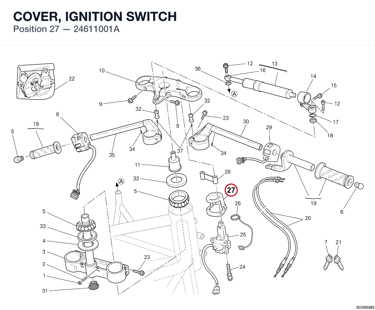 COVER, IGNITION SWITCH 24611001A diagram position