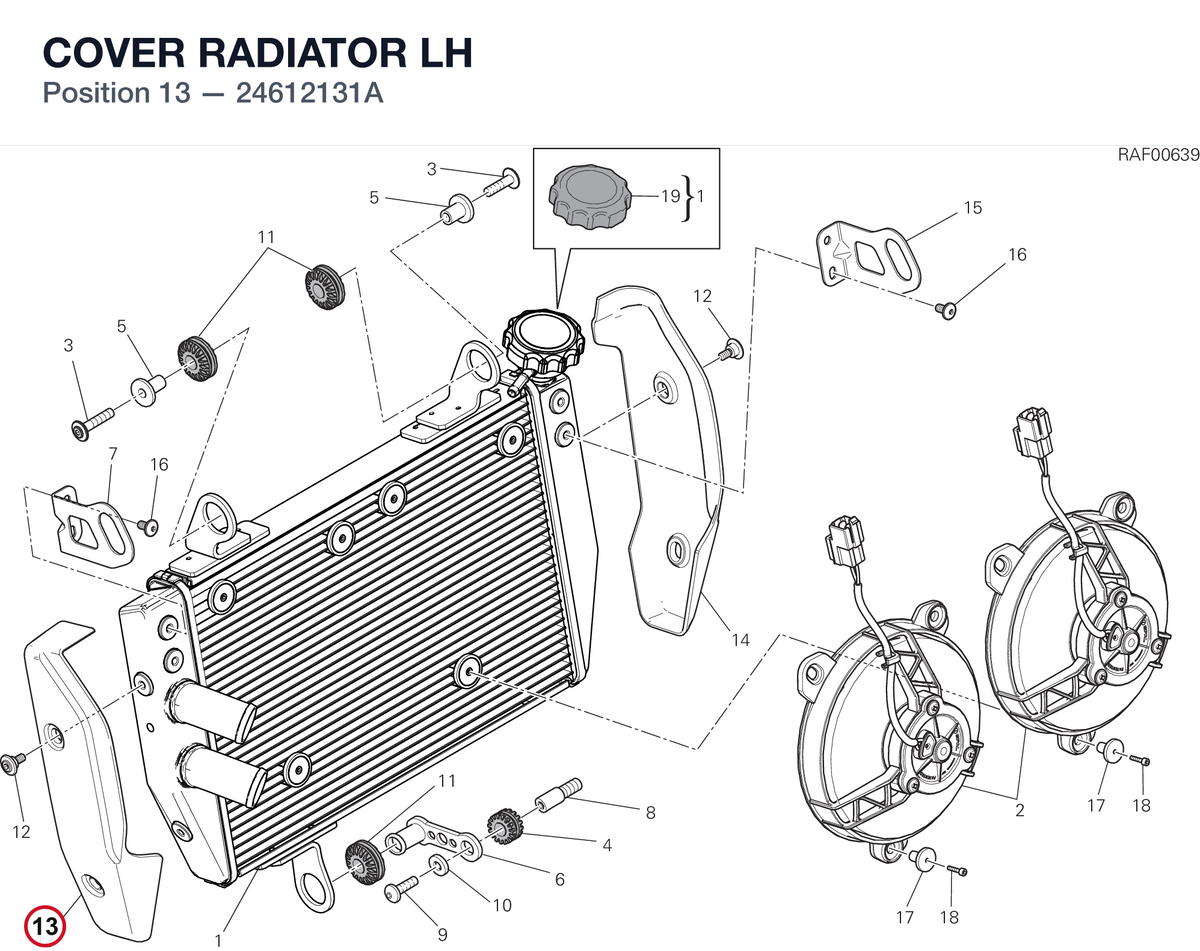 COVER RADIATOR LH 24612131A diagram position