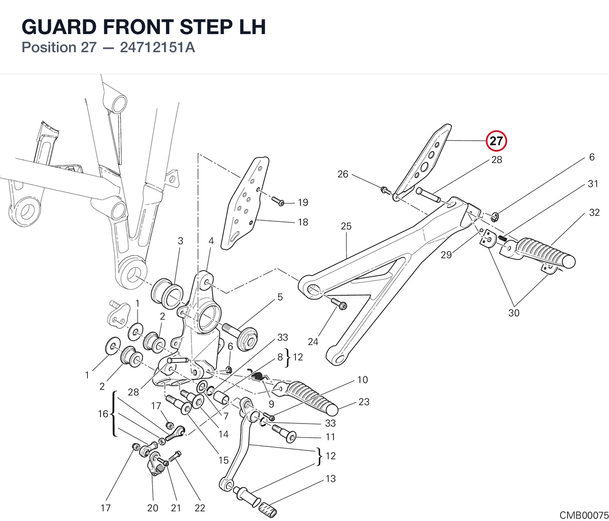 GUARD FRONT STEP LH 24712151A diagram position