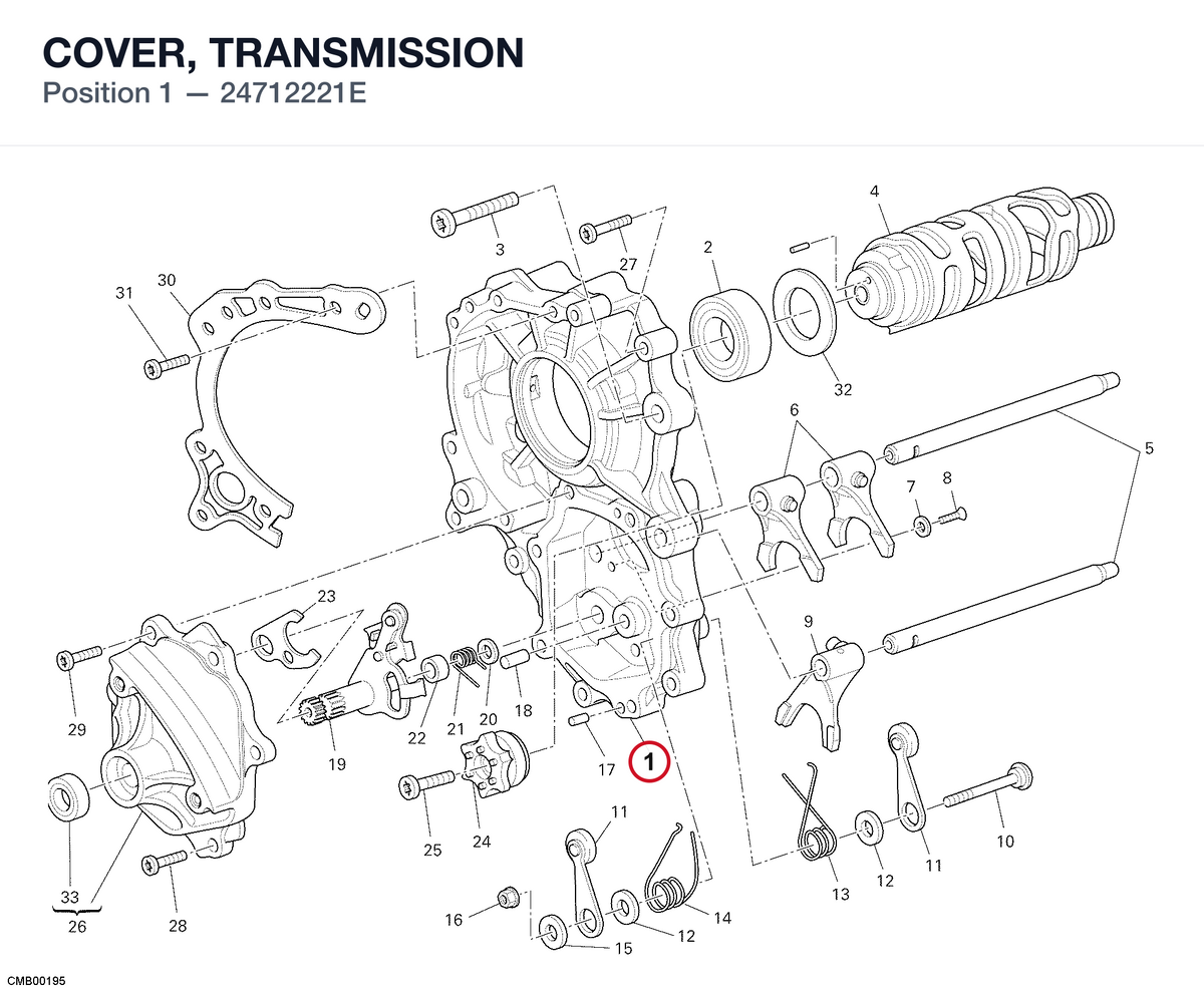 COVER, TRANSMISSION 24712221E diagram position