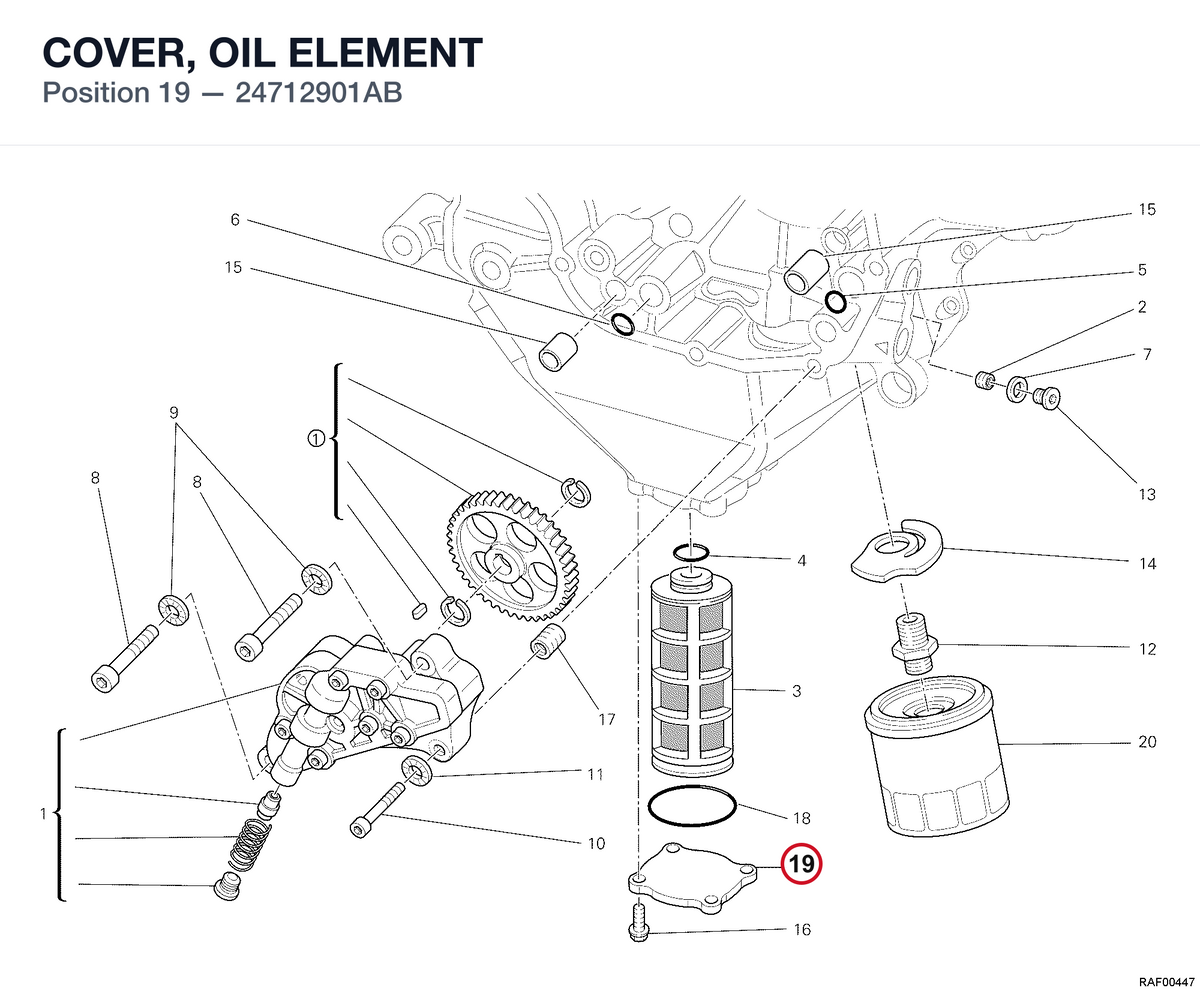 COVER, OIL ELEMENT 24712901AB diagram position
