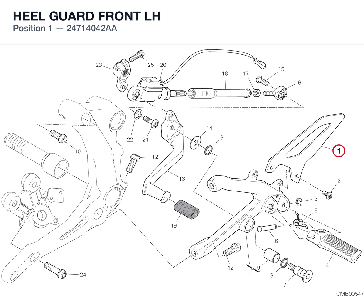 HEEL GUARD FRONT LH 24714042AA diagram position