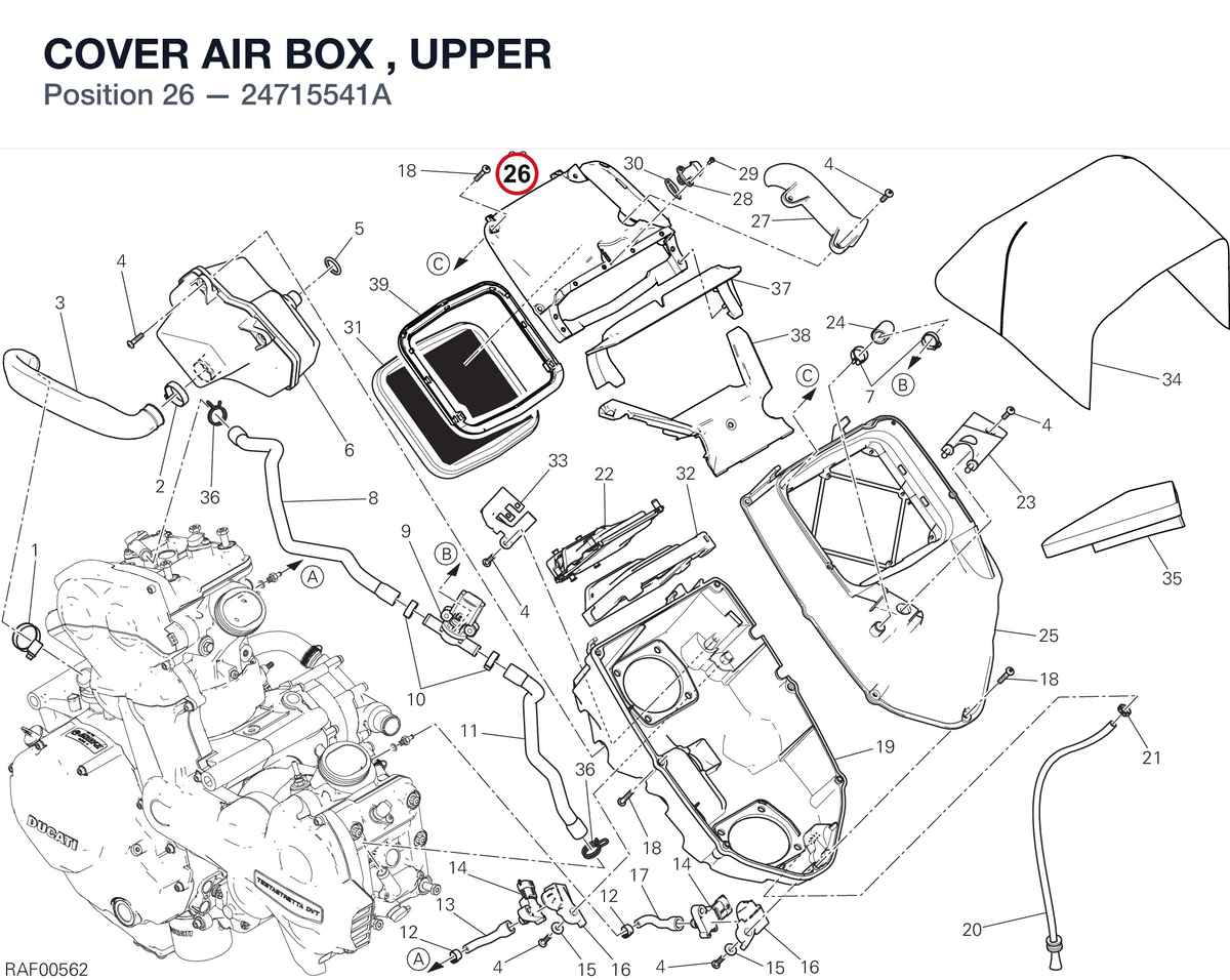 COVER AIR BOX , UPPER 24715541A diagram position