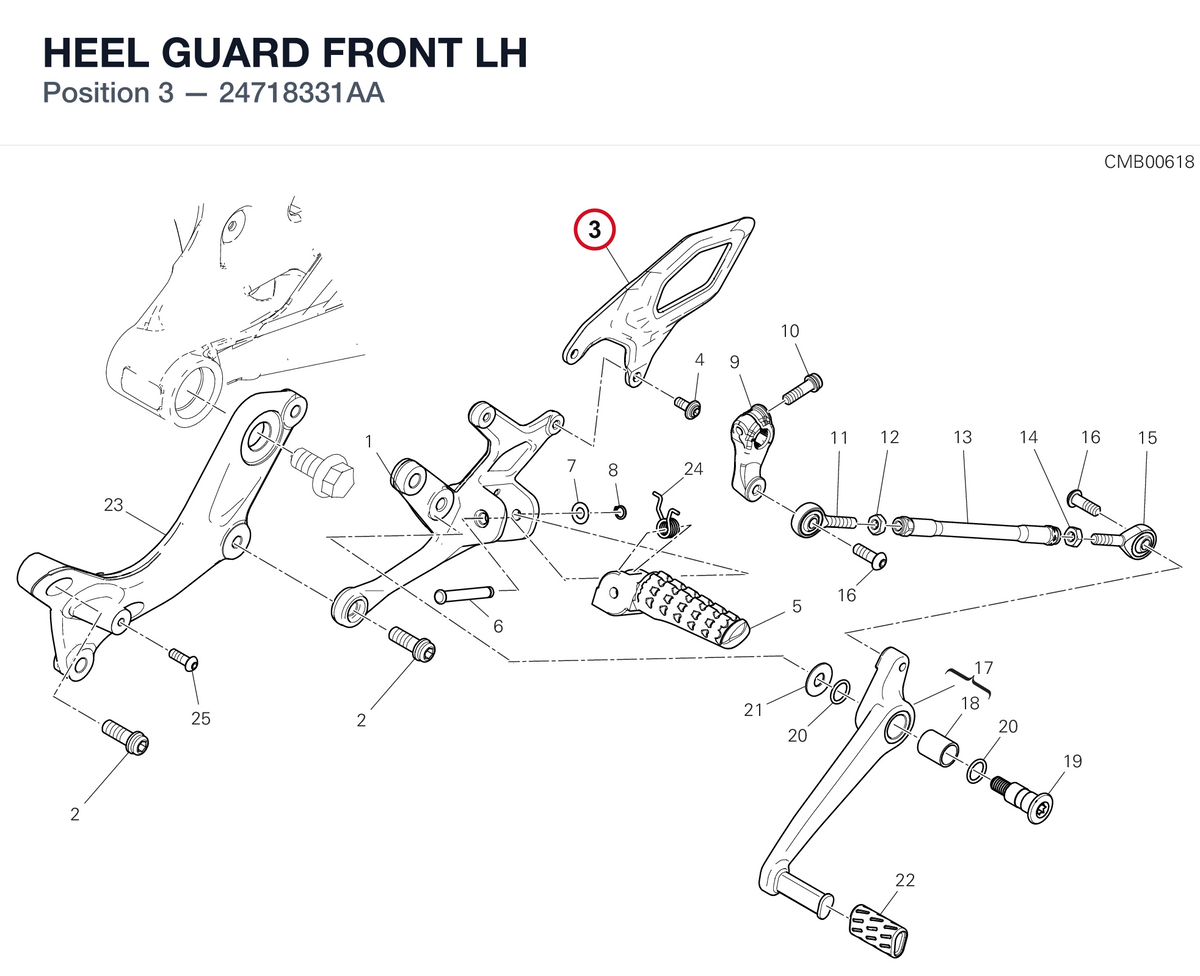 HEEL GUARD FRONT LH 24718331AA diagram position