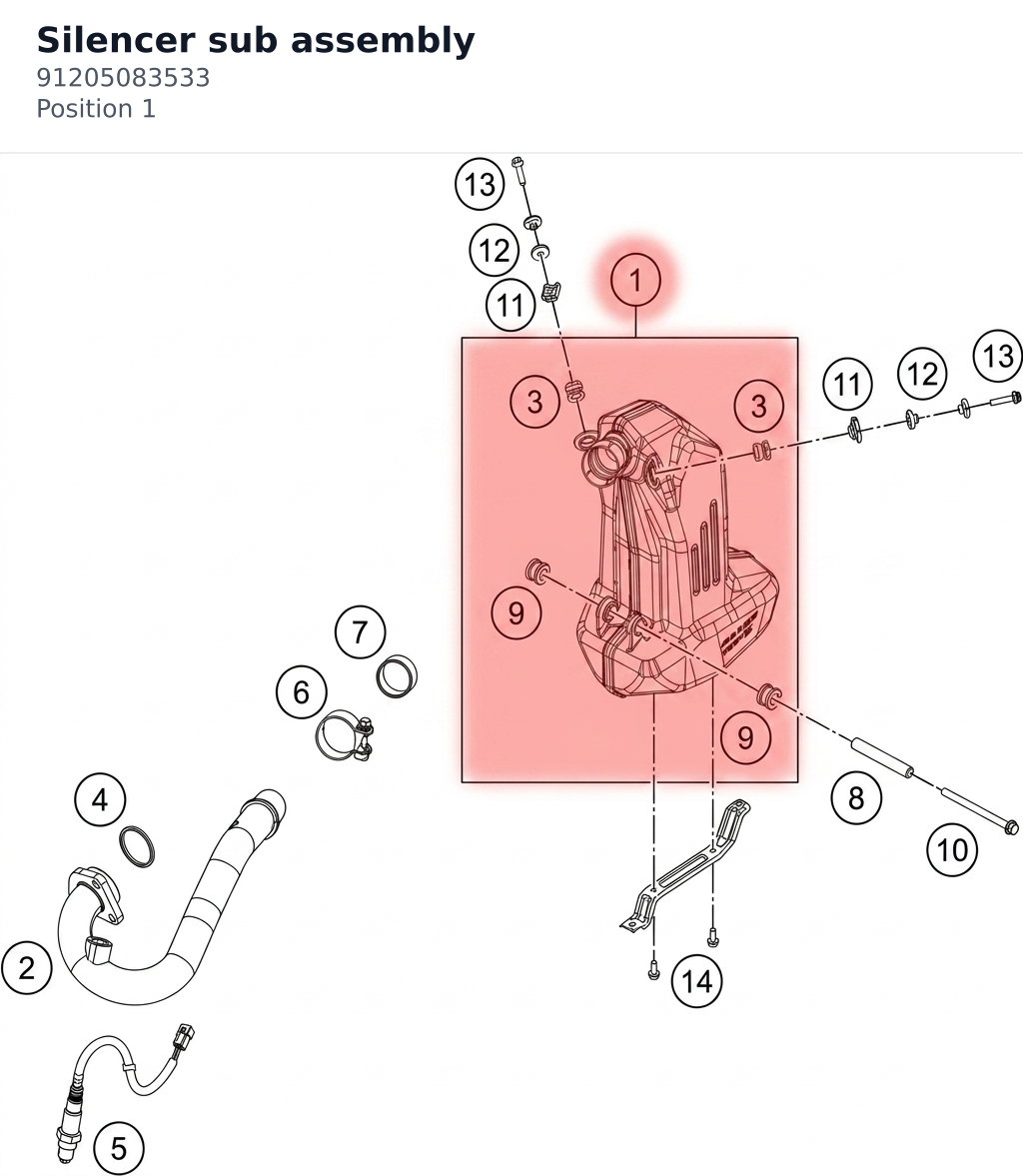 Diagram preview: Silencer sub assembly (91205083533)