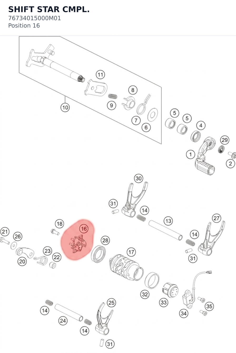 Diagram preview: SHIFT STAR CMPL. (76734015000M01)
