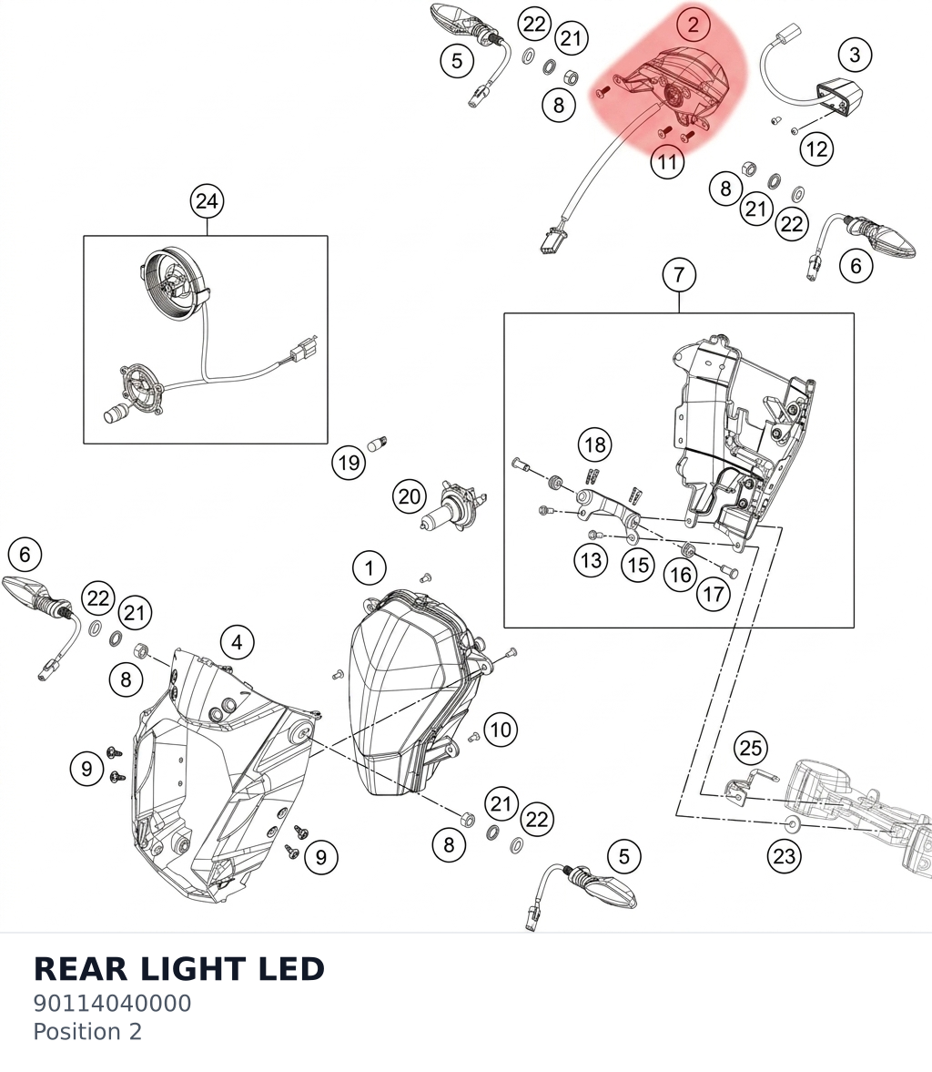 Diagram preview: REAR LIGHT LED (90114040000)