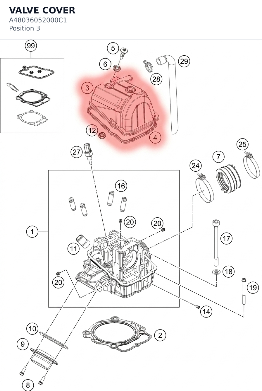 Diagram preview: VALVE COVER (A48036052000C1)