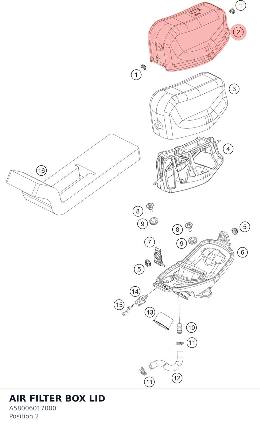Diagram preview: AIR FILTER BOX LID (A58006017000)