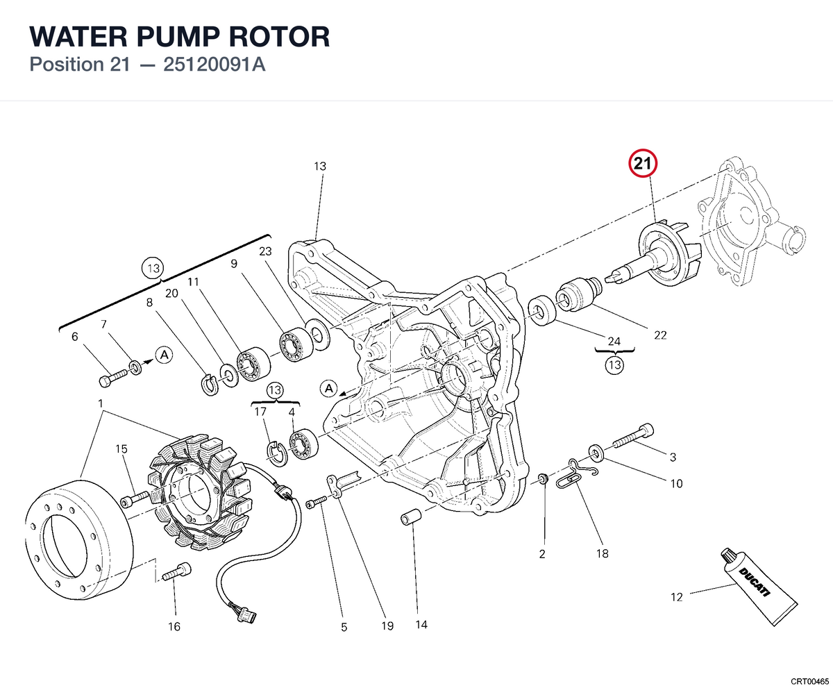 WATER PUMP ROTOR 25120091A diagram position