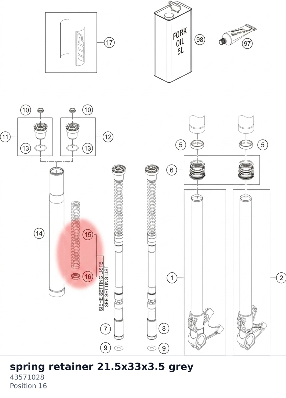 Diagram preview: spring retainer 21.5x33x3.5 grey (43571028)