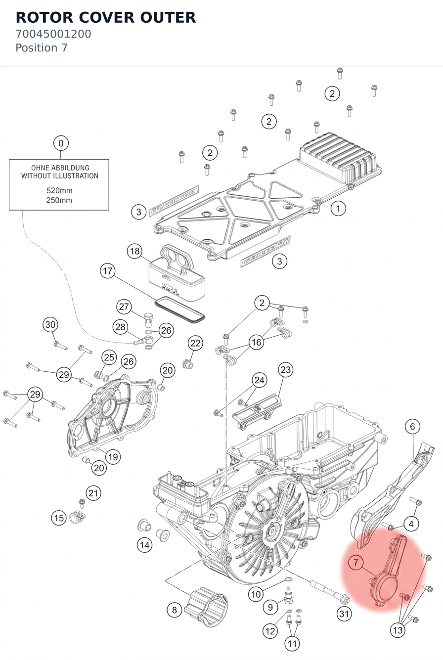 Diagram preview: ROTOR COVER OUTER (70045001200)