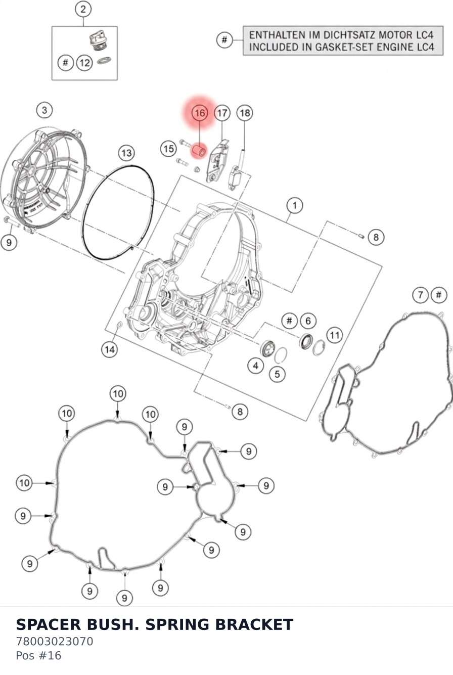 Diagram preview: SPACER BUSH. SPRING BRACKET (78003023070)
