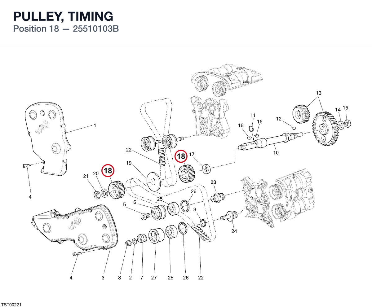 PULLEY, TIMING 25510103B diagram position