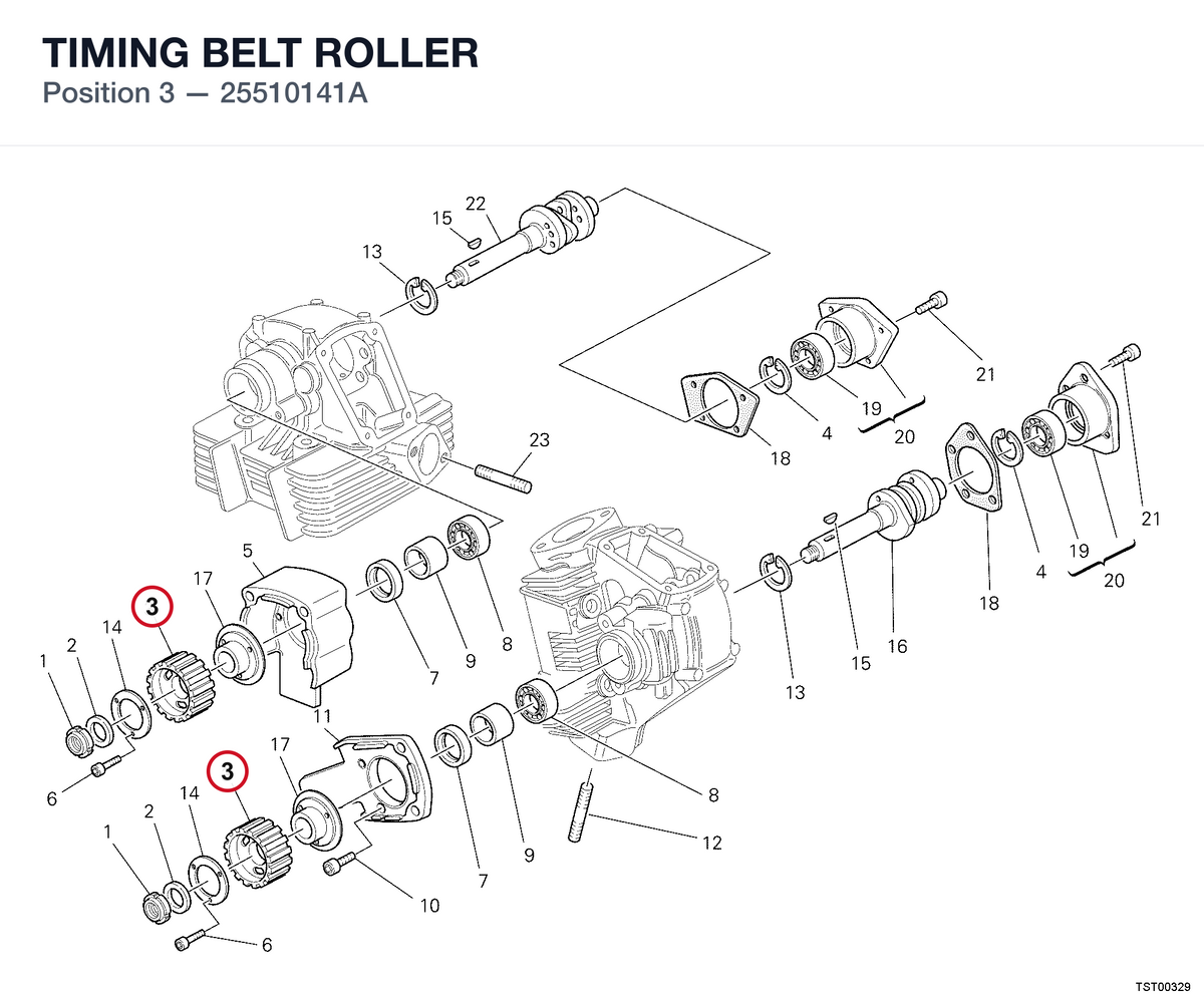 TIMING BELT ROLLER 25510141A diagram position