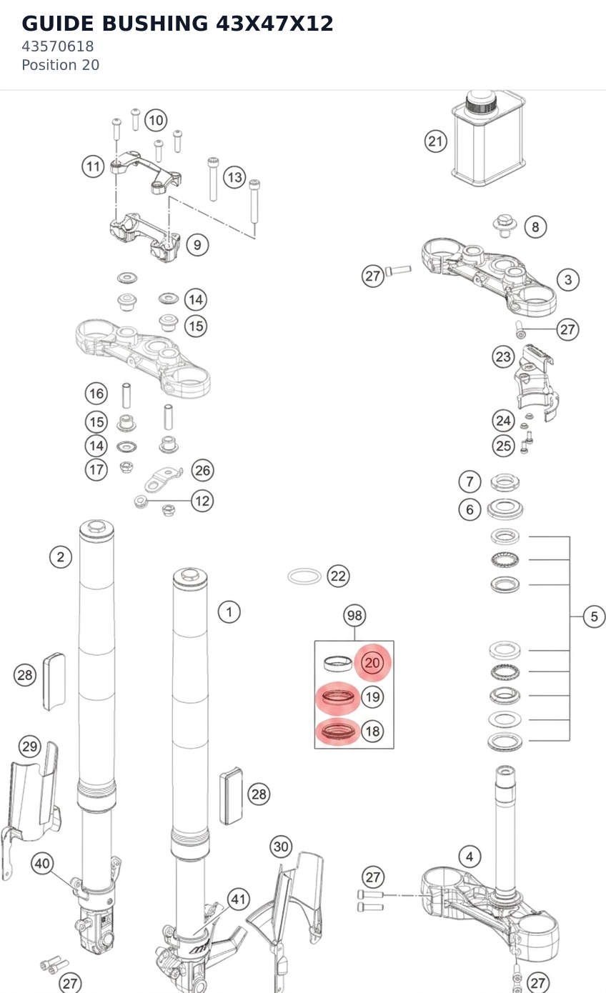 Diagram preview: GUIDE BUSHING 43X47X12 (43570618)
