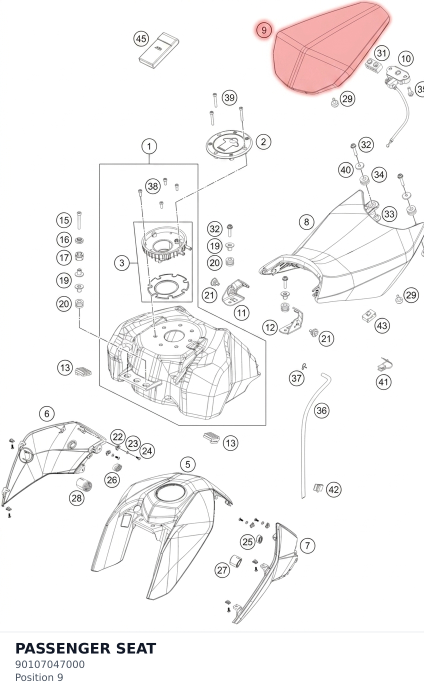 Diagram preview: PASSENGER SEAT (90107047000)