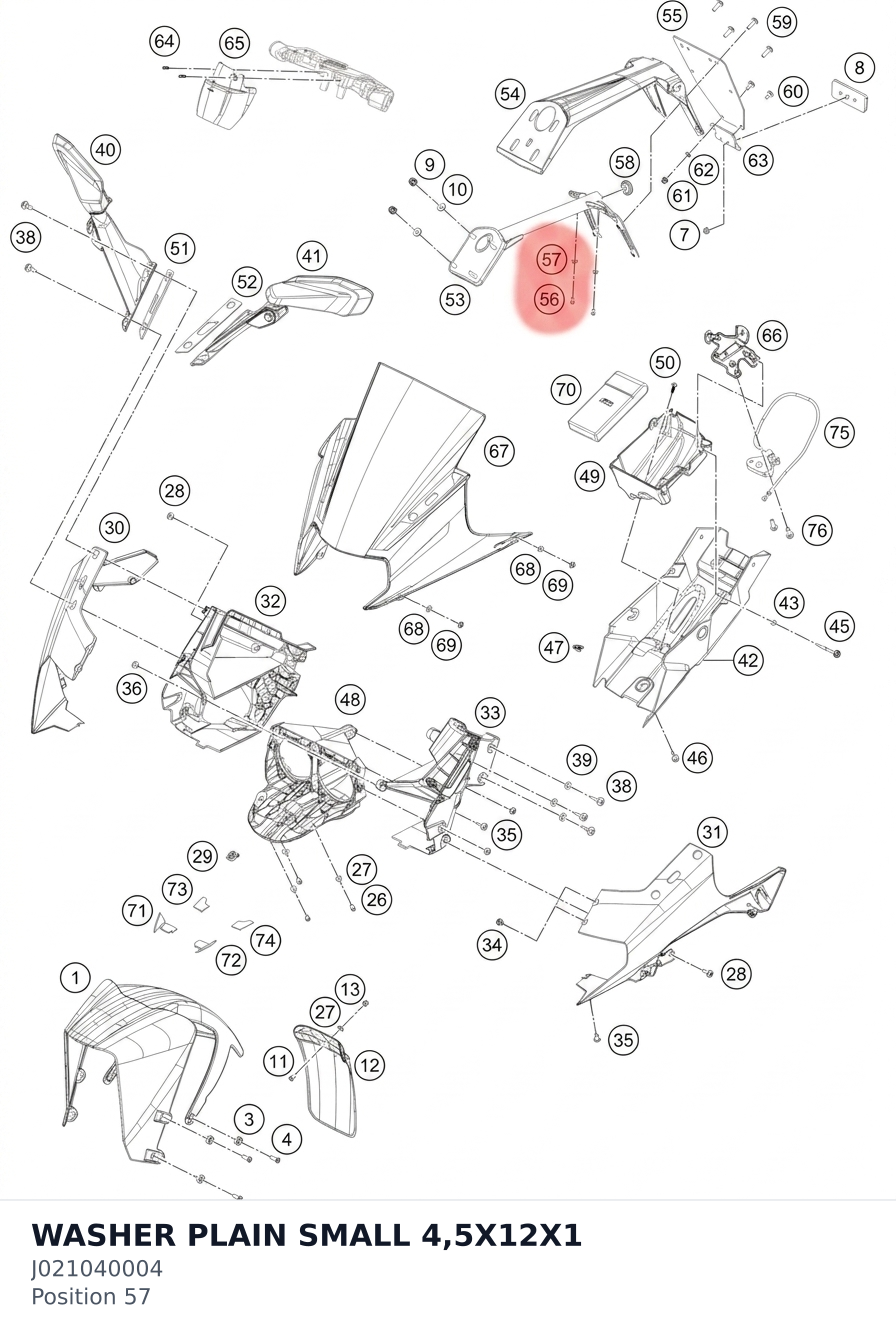 Diagram preview: WASHER PLAIN SMALL 4,5X12X1 (J021040004)