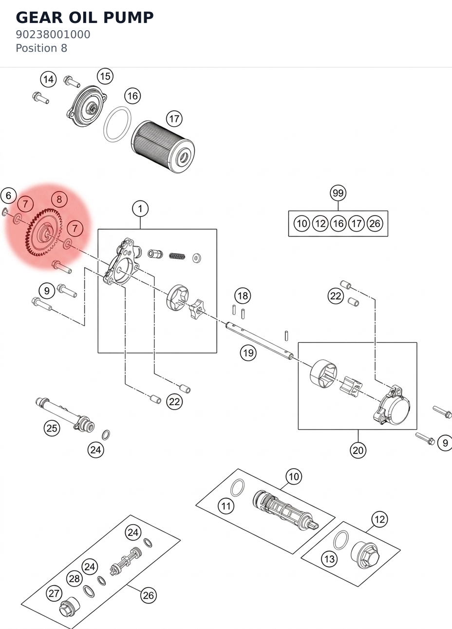 Diagram preview: GEAR OIL PUMP (90238001000)