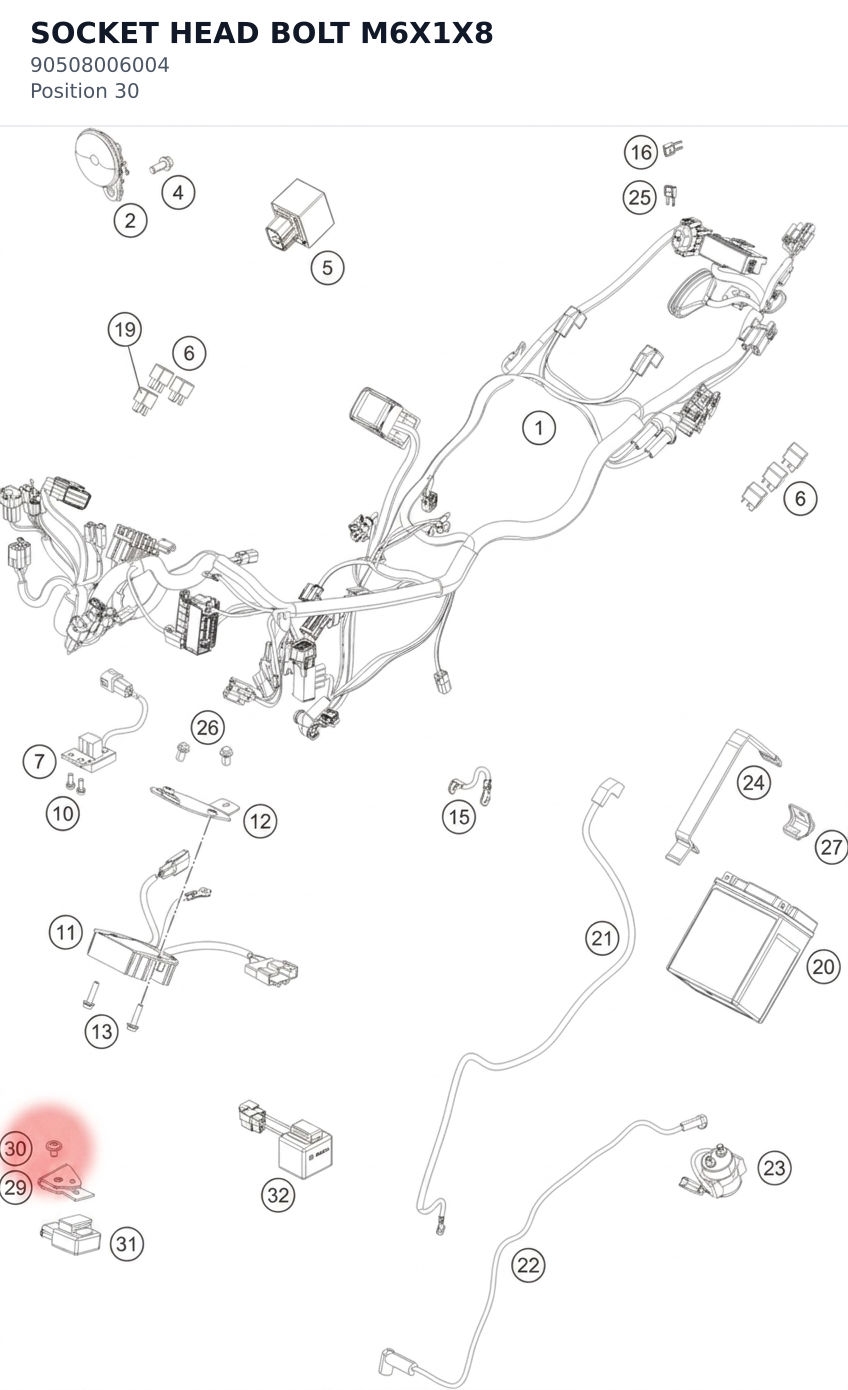 Diagram preview: SOCKET HEAD BOLT M6X1X8 (90508006004)
