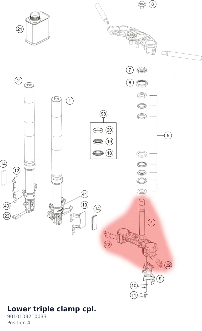 Diagram preview: Lower triple clamp cpl. (9010103210033)