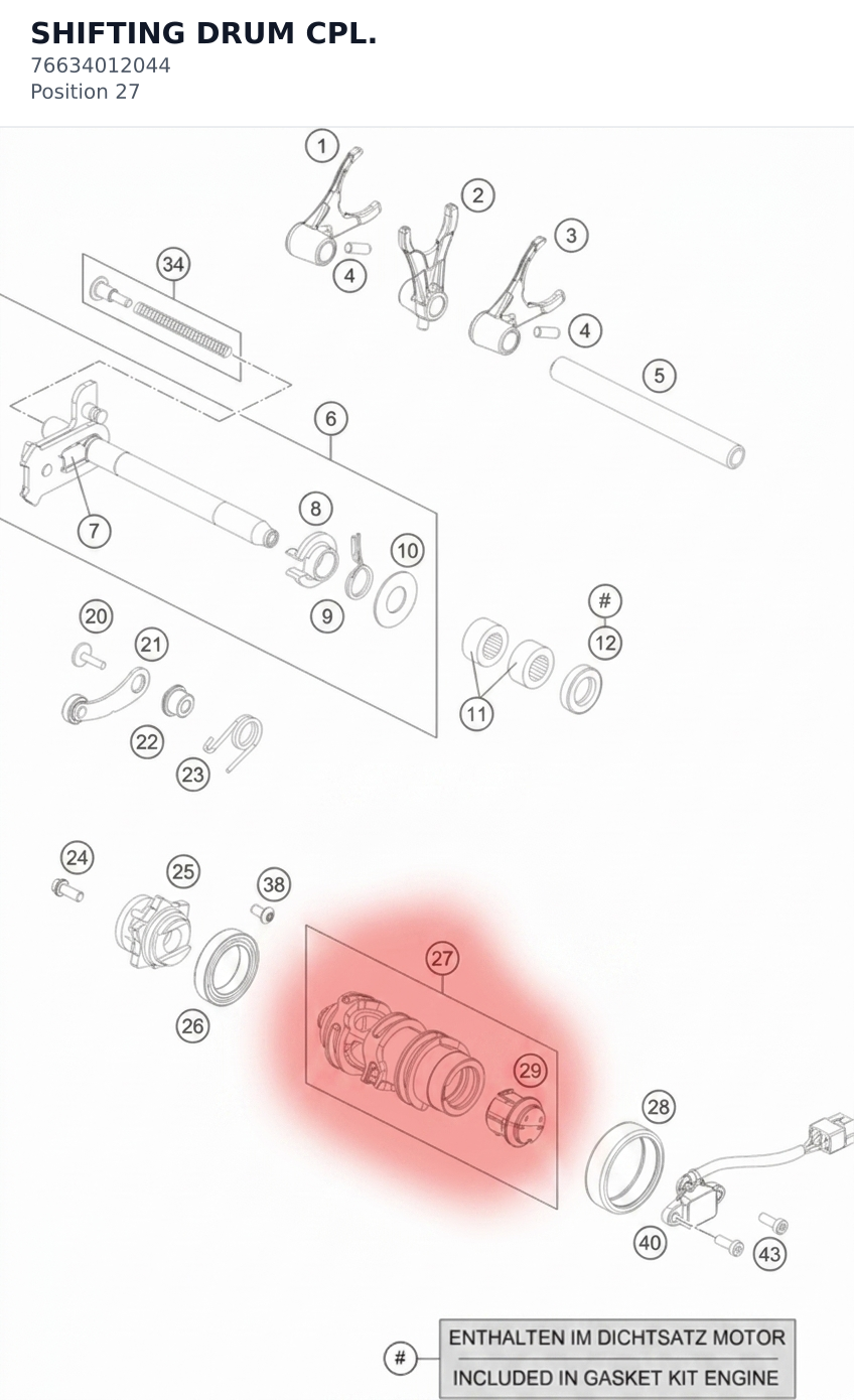 Diagram preview: SHIFTING DRUM CPL. (76634012044)