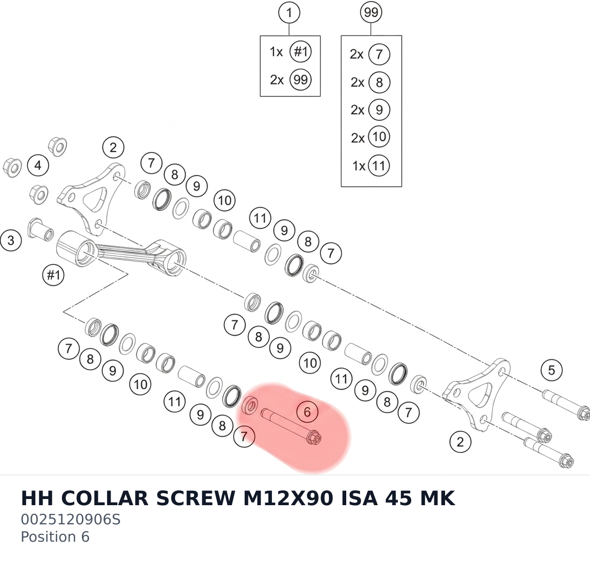 Diagram preview: HH COLLAR SCREW M12X90 ISA 45 MK (0025120906S)